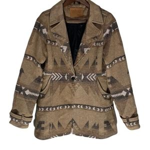 Wool blend jacket blazer aztec trench winter coat